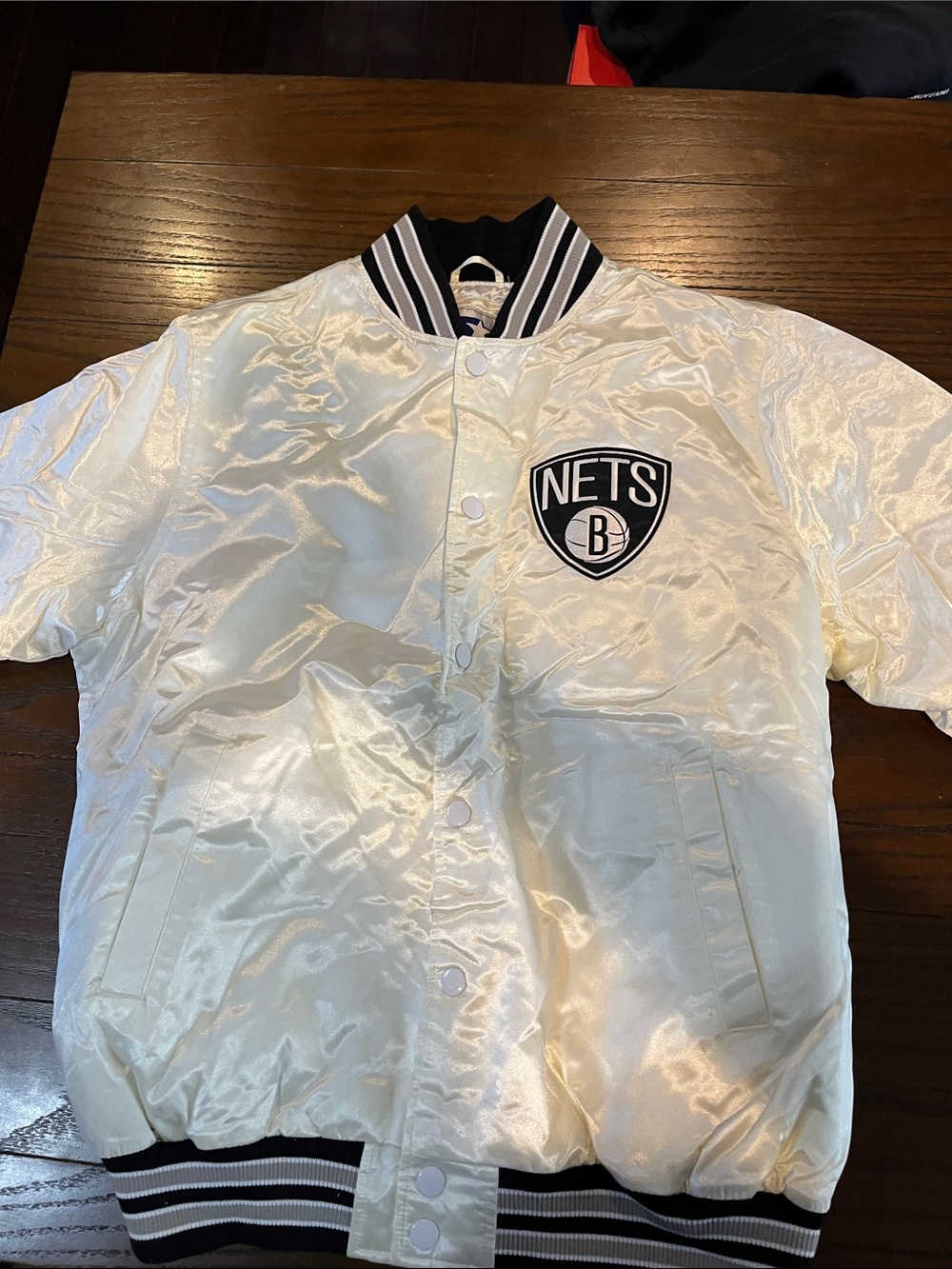 STARTER Satin Nets Bomber Jacket in White